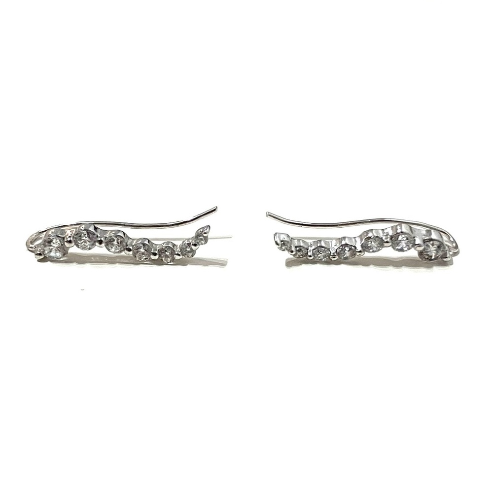 Sterling Silver CZ Threader Climber Earrings
